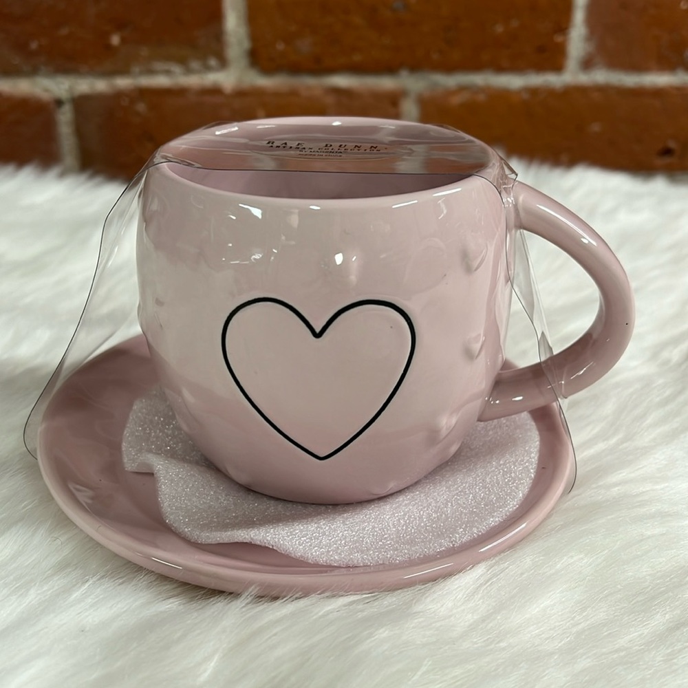 RAE DUNN | Pink Heart Teacup with Saucer